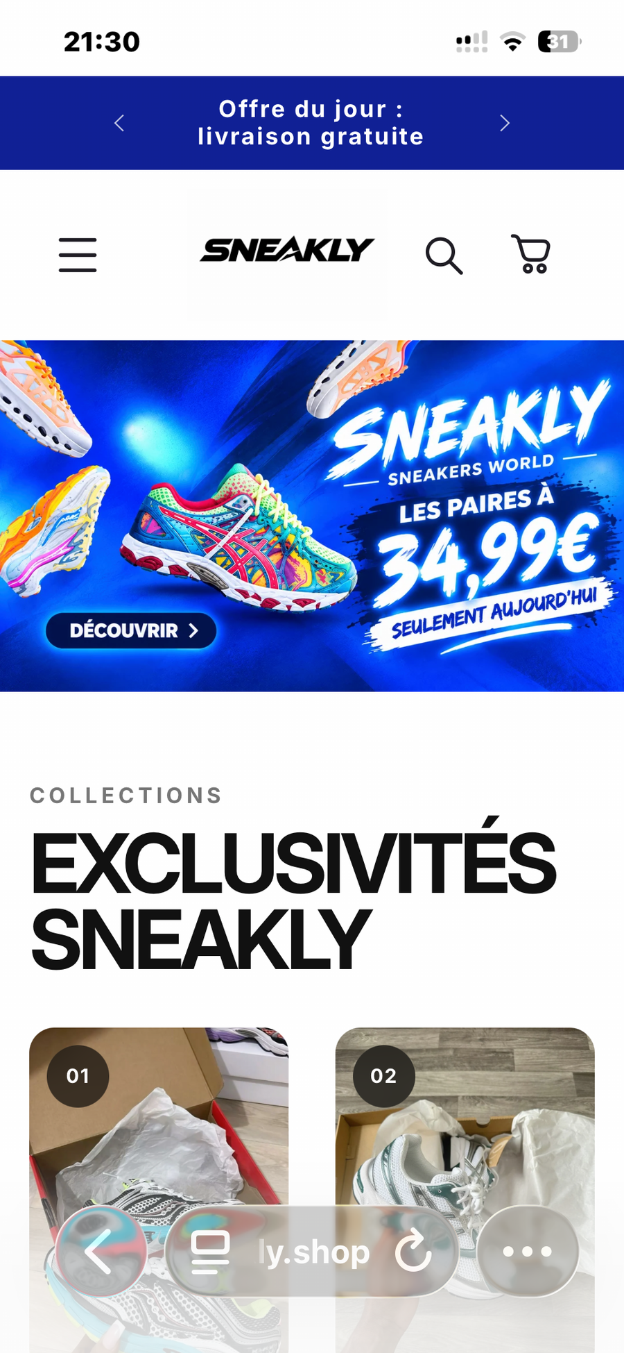 Aperçu de l’application Sneakly